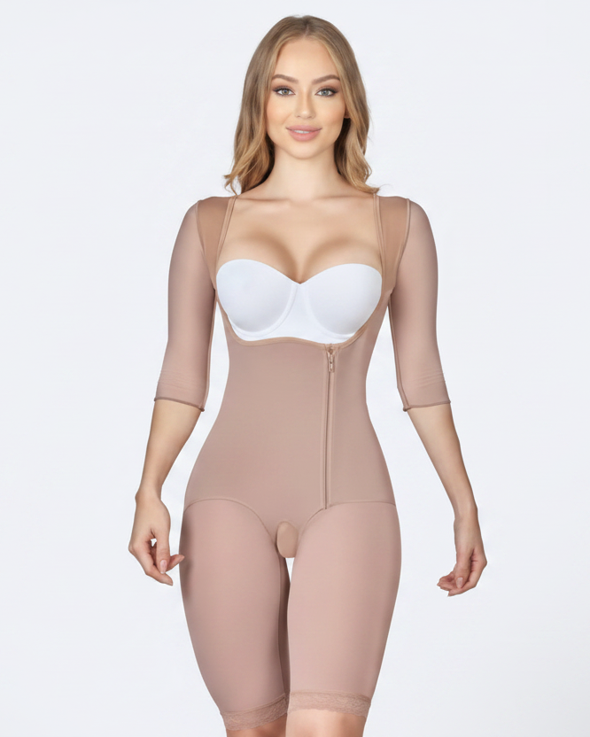 Faja Colombians With Sleeves & Side Closure - front view white background
