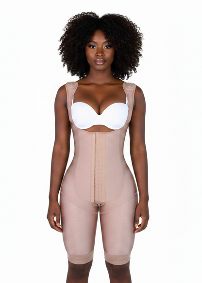Faja Knee Length With Wide Straps - African model white background