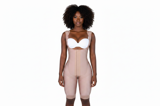 Faja Knee Length With Wide Straps - African model white background