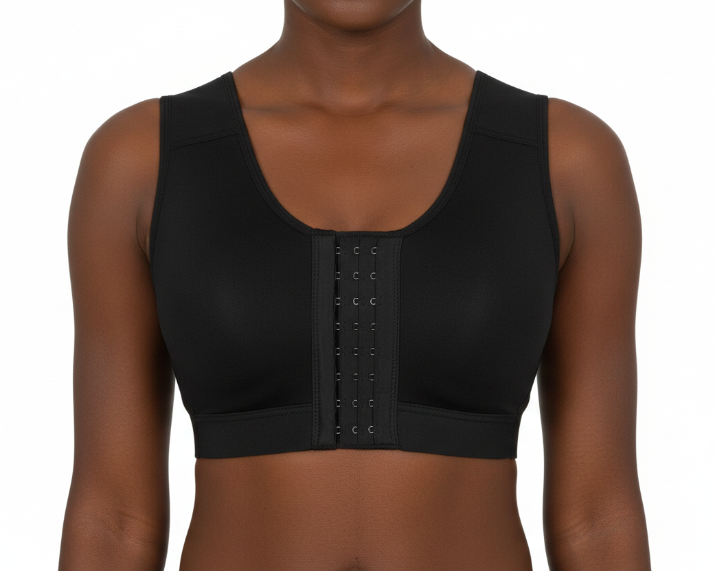Breast Lift Compressor - front black bra