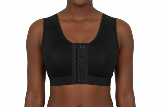 Breast Lift Compressor - front black bra